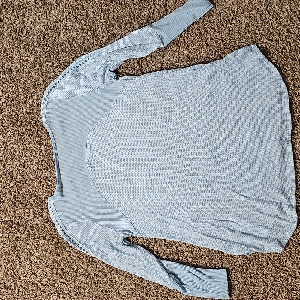 Soft Surroundings Bailey Top Skylight Blue Lace Long Sleeve Large Tunic - Picture 6 of 7